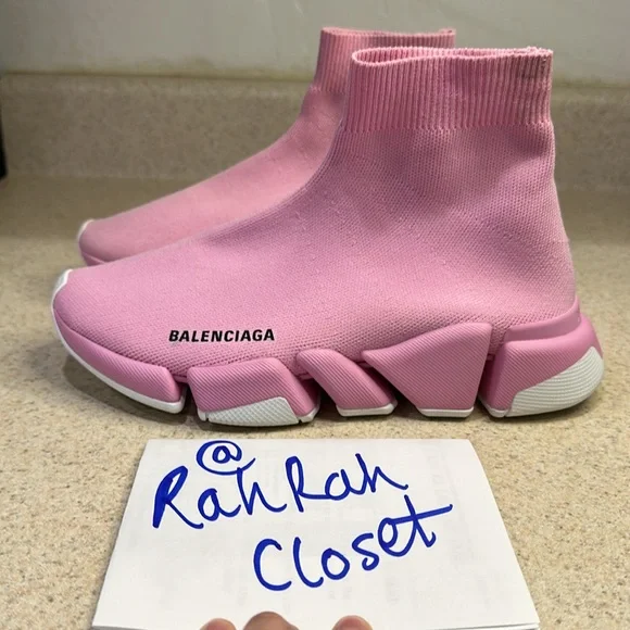 Balenciaga Knit Speed 2.0 Sneaker Womens Size: 8 Light Pink - Picture 4 of 7